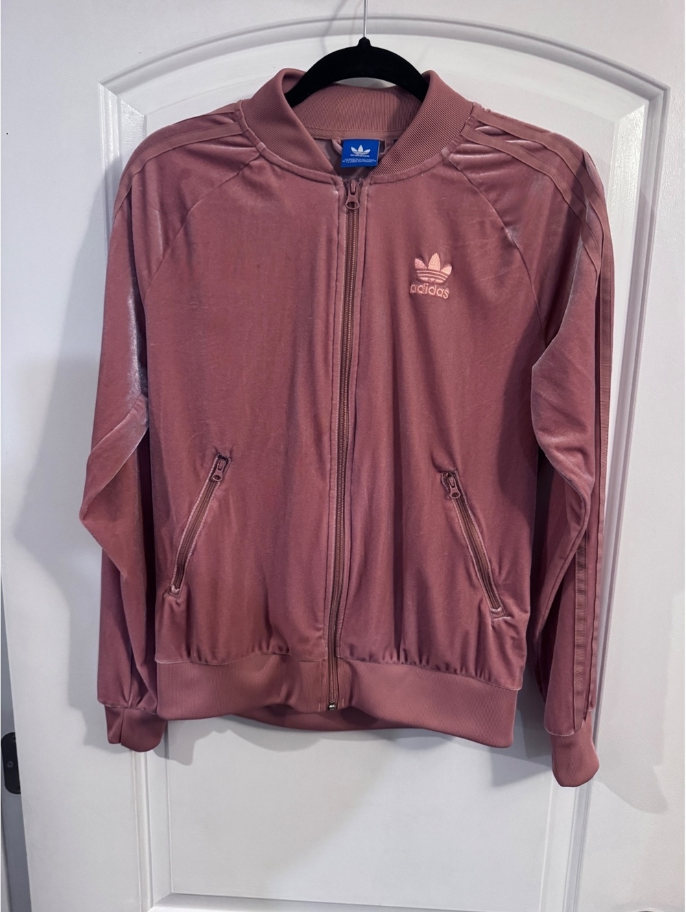 Adidas Originals Track Jacket Velvet SST Raw Pink Dusty Rose Women's Small